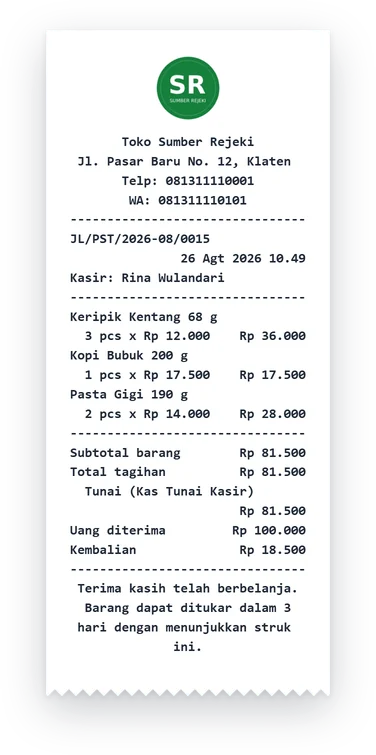 Contoh struk 58 mm